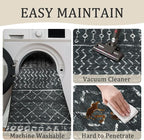 2x6 Machine Washable Runner Rug, Kitchen Hallway Area Rug, Black Vintage Moroccan Rug Ultra Non-Slip Low Pile Soft Faux Wool Carpet, Kids and Pets Friendly for Bedroom Entryway Bedside Decor Rug