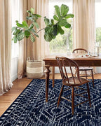 Wonnitar Moroccan 8x10 Rug Living Room Area Rugs, Washable Blue Bedroom Rug, Non-Slip Large Soft Non-Shedding Ultra-Thin Farmhouse Boho Throw Carpet for Dining Table Office Mudroom (Blue,8'x10')