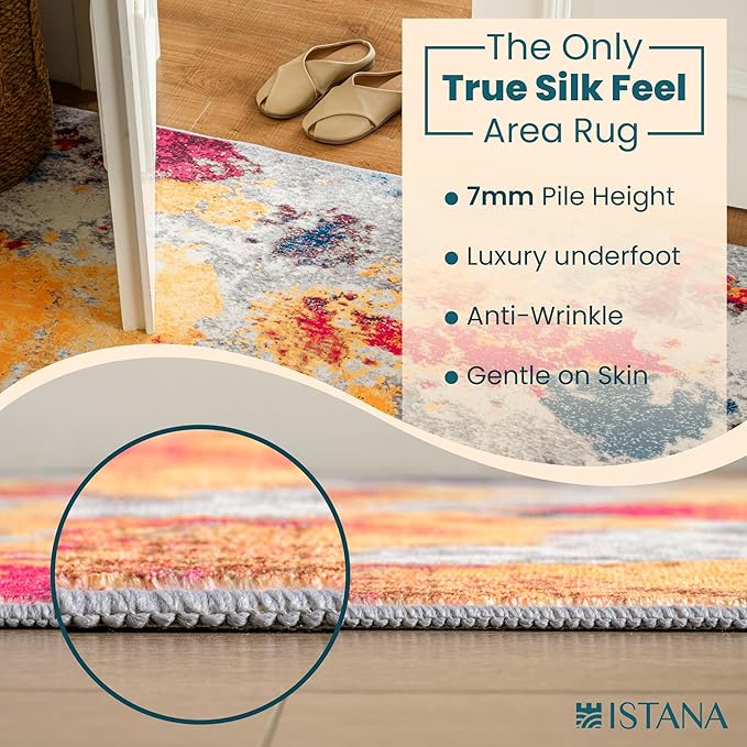 Istana 4x6 Area Rug - Multi Colors Rugs for Living Room 4x6 - Foldable Rugs for Bedroom - Stain Resistant Washable Rug - Eco-Friendly Boho Area Rugs - Easy to Clean Living Room Rug 4 x 6