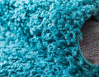 Unique Loom Solid Shag Collection Area Rug (7' 1" x 10' Rectangle, Deep Aqua Blue)