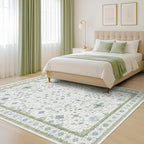 Blue and Green 4x6 Rugs for Small Living Room - Oushak Boho Pastel, Low Pile Non Slip Stain Resistant Throw Rug for Under Bed, Large Entryway, Kitchen, Floor Carpet Aesthetic Boys