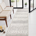 Lahome Moroccan Runners for Hallways 2x8 Beige Washable Runner Rug Non-Slip Stain Resistant Kitchen Rug Runner, Geometric Print Distressed Soft Untra- Thin Floor Carpet for Bedroom Entryway