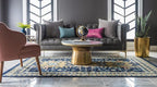 Unique Loom Taftan Collection Border Geometric Tribal Inspired Design Area Rug (7' 0 x 10' 0 Rectangular, Navy Blue/ Gold)