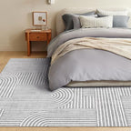 Washable Area Rug 8x10 - Large Grey Boho Rugs for Living Room Soft Abstract Bedroom Rug Ultra-Thin Modern Rainbow Carpet Dining Room Nursery Room Home Decor
