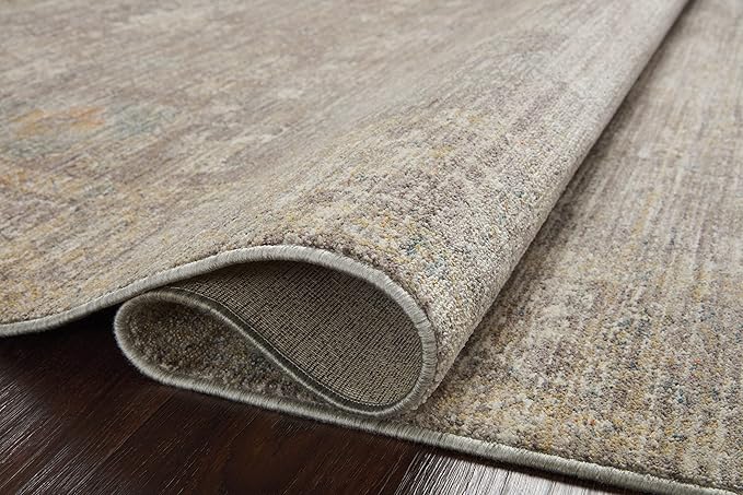 Loloi Magnolia Home by Joanna Gaines Millie Collection MIE-05 Stone/Natural 5'-3" x 5'-3", .25" Pile Height, Round Area Rug