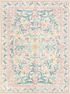Wonnitar Floral Large Rugs for Living Room, Soft Light Pink Rug Washable 9x12 Carpet Non Slip, Boho Foldable Non-Shedding Kids Carpet for Bedroom Girls Nursery Dorm Playroom
