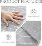Lahome Moroccan Round Rugs 6Ft Washable Circle Area Rug for Living Room Grey Non-Slip Stain Resistant Dining Room Rug Large Circle Rug, Modern Geometric Print Indoor Round for Bedroom Entryway