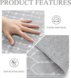 Lahome Moroccan Round Washable Rug 3Ft Small Circle Soft Non-Slip Grey Bathroom Rug, Stain Resistant Low Pile Entryway, Modern Geometric Print Indoor for Kitchen Sofa Doorway