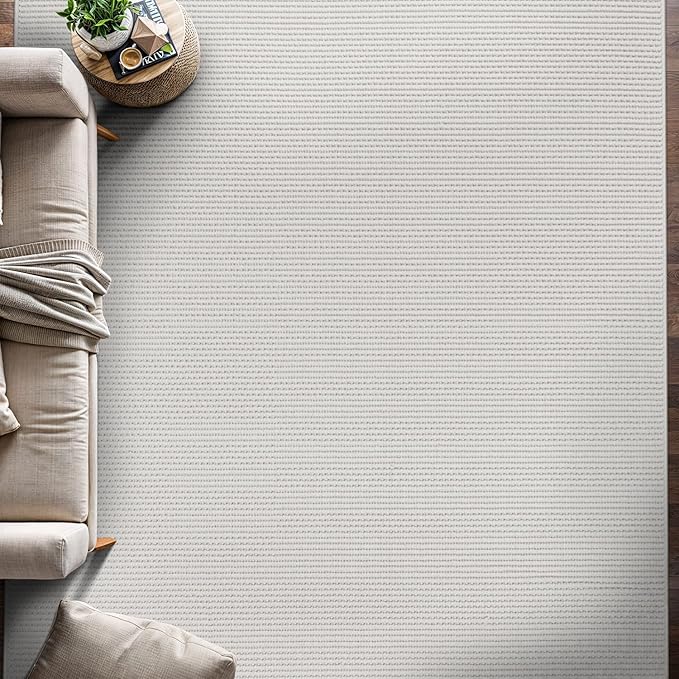 Beverly Rug Micro Loop Area Rug White 5x7 Modern Luxury Soft Trellis Geometric Durable Indoor Area Rugs for Living Dining Room Office Stain Resistant Non Shedding Casual Indoor Carpet White 5 x 7