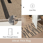 Tangsoo Stripe Easy Jute Rug,Ultra Thin 2x3 Outdoor Rug for Entryway,Non-Slip Washable Small Rug Modern Front Door Mat Non Shedding Throw Carpet for Kitchen Bedroom Porch Doorway