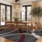 Rugshop Modern Wavy Circles Design Non-Shedding Area Rug, Carpet for Living Room, Dining Room, or Bedroom, Red, 7'10" x 10'2"