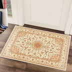 COMSLE Boho Area Rug, 2 x 3 Ft Machine Washable Rugs for Entryway Faux Wool Small Rugs Distressed Throw Rug Non-Slip Floor Carpet for Indoor Bedroom Kitchen Living Room