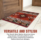 YHSF South West Native American Area Rug C318 - Easy Clean, Thick, Soft, Durable Native Tribal American Indian Inspired Rug for Bedroom/Living Room and More - Rust, 3 Feet 10 Inches x 5 Feet 2 Inches