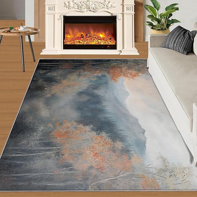 6x8 Autumn Forest Classroom Rugs - Mountain Scenery Playroom Rug, Oriental Charm Carpet Area Rug for Girls Bedroom Kids Room Basement Office Classroom
