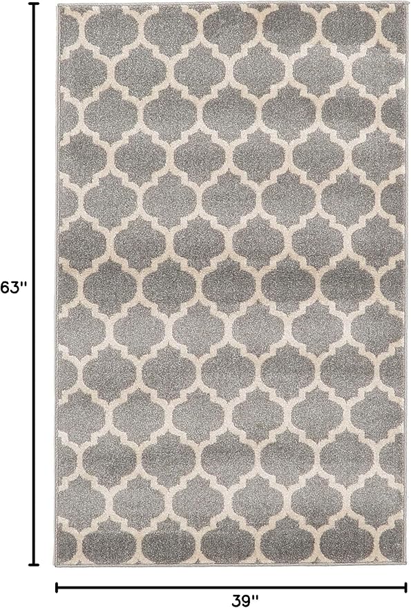 Rugs.com Lattice Collection Rug – 3' x 5' Dark Gray Medium Rug Perfect for Entryways, Kitchens, Breakfast Nooks, Accent Pieces