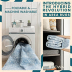 Istana 2x3 Area Rug - Blue Boho Rugs for Living Room 2x3 - Foldable Small Rugs for Bedroom - Stain Resistant Washable Rug Non Slip - Eco-Friendly Area Rugs Indoor