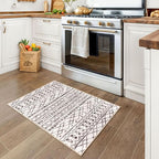 KUTA Moroccan Kitchen Rugs, 2x3 Brown Cream Entryway Rug Non-Slip Washable Small Indoor Door Mat, Ultra Soft Print Vintage Geometric Low-Pile Floor Carpet for Indoor, Entrance, Kitchen