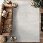 Modern Micro Loop Indoor Area Rugs for Living Room Bedroom Kitchen Geometric Pebble White 6x9 Luxury Durable Low and High Pile Non-Shedding Stain Resistant Soft Area Carpet 6 x 9