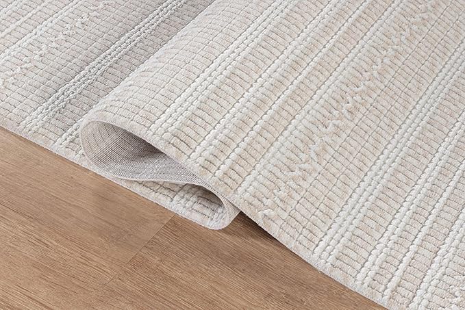 Modern Indoor Rug Stripe 4 Round Area Rugs for Living Room Luxury Kitchen Bedroom Durable Soft Geometric Durable Low and High Pile Stain Resistant Non Shedding Area Carpet 4 Round