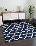 Rugs.com Lattice Collection Rug – 6 Ft Square Dark Blue Medium-Pile Rug Perfect for Living Rooms, Kitchens, Entryways