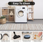 2x6 Runner Rug Machine Washable Non Slip Area Rug Distressed Neutral Moroccan Boho Rug Ultra Soft Floor Runners for Hallways for Entryway Laundry Room Kitchen, Light Brown