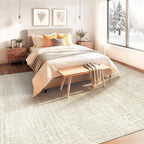 9x12 Area Rugs for Living Room, Washable Large Area Rug Neutral Modern Abstract Bedroom Rug Soft Non Slip Low Pile Stain Resistant Indoor Carpet for Kids Playroom Dining Room Office(Beige, 9'x12')