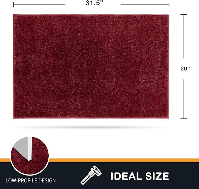 PURRUGS Dirt Trapping Door Mat 20" x 31.5", Non-Slip Machine Washable Entry Rug, Shoe Scraper, Dog Doormat, Super Absorbent Welcome Mat for Front & Back Door, Muddy Shoes & Paws, Burgundy Red