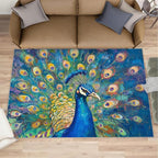 Peacock Rug Small - 2x3 Rug, Turquoise Teal Peafowl Washable Rugs for Living Room, Peafowl Decor Carpet, Modern Style Non-Slip Area Rugs for Bedroom, Aesthetics Carpet - Peafowl Home Decor & Gifts
