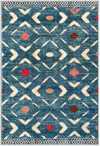 KILOCOCO Small Rug 2'x3' Entryway Rug Printed Moroccan Indoor Door Mat Machine Washable Non Slip Soft Throw Rugs for Bedroom Kitchen Entrance Geometric Boho Rugs, Teal/Blue