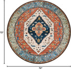 Lahome Ultra-Thin Round Rugs - 6ft Washable Round Area Rugs for Living Room Non-Slip Throw Circle Rugs for Bedroom Dining Room Rug, Non-Shedding Office Rug Oriental Round Carpet for Bedroom Kitchen