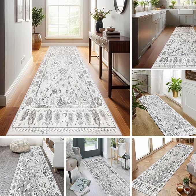 Runner Rug for Hallway Kitchen Runner Rug Non Slip 2'x 8' Washable Runner Rugs with Rubber Backing, Soft Distressed Rugs Farmhouse Entryway Runners for Living Room, Laundry, Bedroom