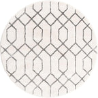 Unique Loom Glam Collection Area Rug - Trellis (3' 3" Round, White Silver/ Silver)