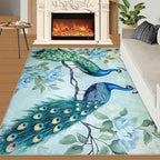 Peacock Rugs for Living Room - 3x5 Rug, Classic Peacock Floral Area Rugs for Bedroom, Teal Turquoise Rug, Modern Style Washable Carpet, Aesthetics Carpet - Peafowl Home Decor & Gifts