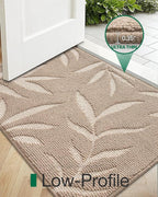 LUMI Front Door Mat Indoor Entrance 24"x36", Low Profile Welcome Mat, Non-Slip Washable Doormat with Rubber Backing for Entrance, Patio, Garage, Beige