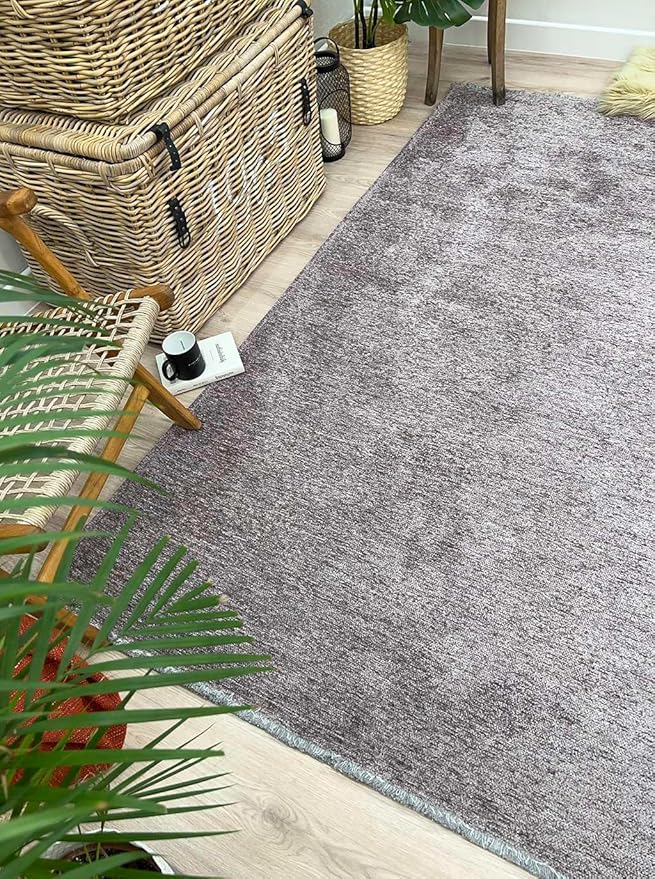 Alfa Rich 3x10 Dark Gray Washable Area Rugs for Living Room Hallway Kitchen Cotton Decor Runner