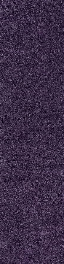 Eyely UES100N-212 Supersoft Haze Solid Low-Pile Indoor Runner Rug, Coastal, Bohemian, Minimalist, Classic, Casual for Bedroom,Kitchen,Living Room,Non Shedding,Easy-Washing, Purple, 2 X 12