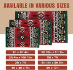 YHSF South West Native American Area Rug C318 - Easy Clean, Thick, Soft, Durable Native Tribal American Indian Inspired Rug for Bedroom/Living Room and More - Red, 2 Feet x 7 Feet
