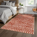 Wonnitar Moroccan 5x7 Area Rugs, Large Soft Rug for Dining Room, Washable Bohemian Tribal Living Room Bedroom Rug, Geometric Non-Shedding Indoor Carpet for Closet Nursery Entry (Brown,5'x7')