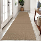 Braided Runner Rug 2.6x10 Ft Washable Runners for Hallways Non Slip Kitchen Runner Rug Cotton Long Entryway Runner Indoor, Woven Carpet for Hall Kitchen Entryway, Orange/Tan/Brown