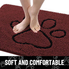 Smiry Dog Door Mat for Muddy Paws, Absorbent Dirt Trapper Non Slip Quick Dry Washable Chenille Mat for Mud Dogs, Entry Rug for Indoor and Outdoor (48x30 Inches, Caramel Russet and Black