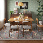 Rugcomf Area Rugs 5x7 Vibrant Tree of Life-Patterned Vintage Washable Area Rug Non Slip Low Pile Large Rugs for Living Room Bedroom Farmhouse Dining Room Kids Playroom, Grey