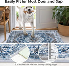 KOZYFLY Runners for Hallways 2.6x12 Ft Long Washable Kitchen Runner Non Slip Runners Rug for Entryway Indoor Blue Printed Faux Wool Stair Runner Floor Carpet for Stair Kitchen Hall, Blue