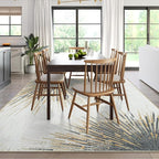 Lahome Modern Large Living Room Rug - Machine Washable Area Rug 6x9 Non-Slip Soft Bedroom Carpet, Abstract Print Indoor Throw Ultra-Thin Carpet for Dining Room Table Office Home (Gold/Gray, 6'x9')