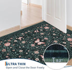 GarveeHome Washable Floral Area Rug 5x7 for Living Room Non Slip Bedroom Rug Soft Stain Resistant Large Dining Room Throw Carpet Low Pile Black Bow Rugs Butterfly Flower Carpet for Nursery Entry, 5x7