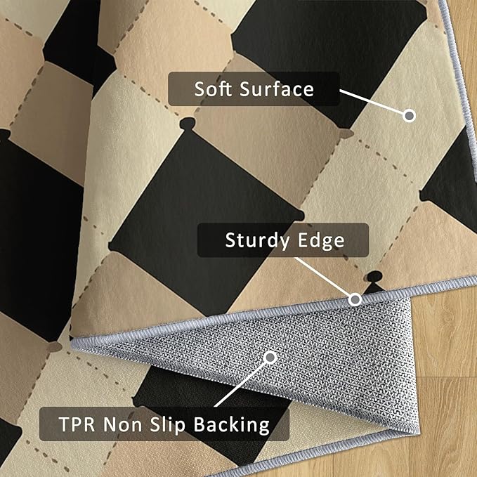 Washable 3x5 Modern Geometric Rug Living Room, Abstract Diamond Design Area Rugs for Bedroom, Modern Geometric Home Decor Carpet, Low Pile, Non Slip, Kids & Pet Friendly (N4149)