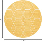 Unique Loom Trellis Frieze Collection Area Rug - Geometric (5' 1" Round Yellow/Ivory)