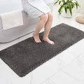 Bathroom Rugs 24x48 Non Slip Dark Grey Fluffy Bath Mat for Bathroom Floor Washable Plush Luxury Bath Rug for Tub Soft Shaggy Absorbent Shower Sink Mat