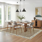 GarveeHome 4x6 Area Rugs for Bedroom Living Room Machine Washable Rugs Floral Bordered Small Carpet Non-Slip Stain Resistant Accent Carpet for Dining Room Table Apartment Office, Dark Camel