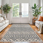 KUTA Area Rug 5x7 Light Brown Black, Washable Boho Large Living Room Moroccan Rugs Non-Slip, Ultra Soft Geometric Traditional Farmhouse Carpet for Dining Room Bedroom Dorm Office Home Décor
