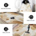 Minimalist Abstract Area Rug 4x6 Beige Boho, Modern Washable Geometric Art Carpet, Soft Non-Slip Low-Pile Carpet for Living Room, Bedroom, Kitchen, Dining Room, Pet Friendly, Non-Shedding, Brown